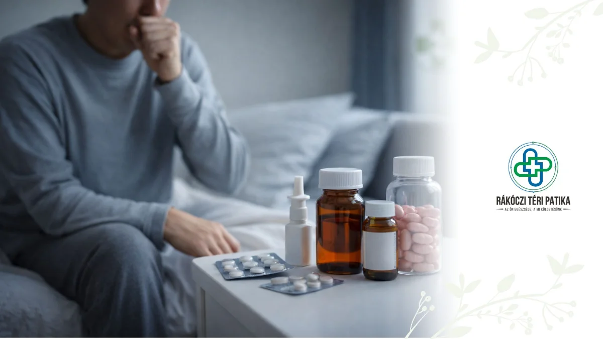 Elhúzódó száraz köhögéssel küzdő beteg gyógyszerekkel a sétáló tüdőgyulladás szemléltetésére